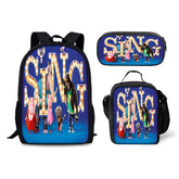 Sing Movie Schoolbag Backpack Lunch Bag Pencil Case 3pcs Set Gift for Kids Students